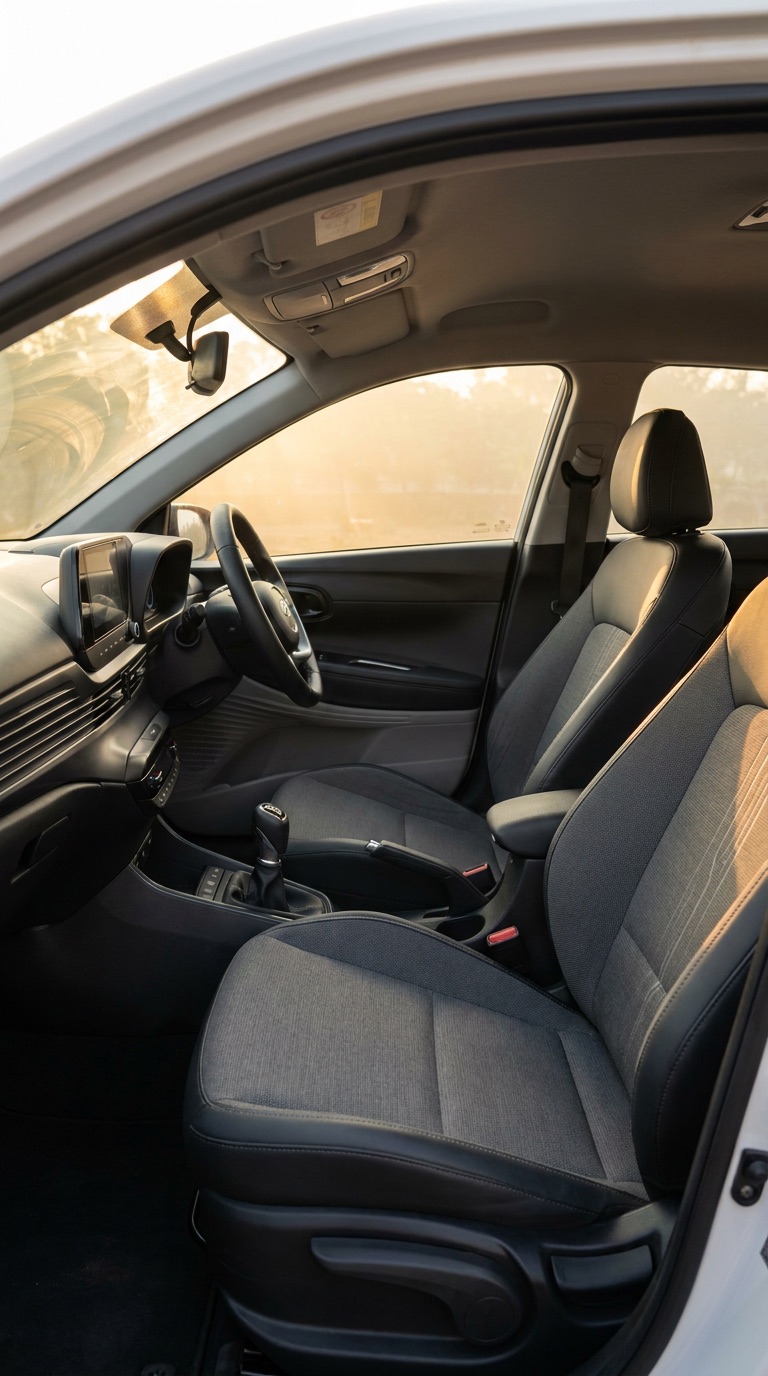 Car interior at golden hour